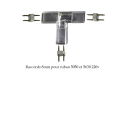 Adaptateur d'angle en T 8mm pour ruban LED 5050 ou 5630 (25 ou 50 mètres)