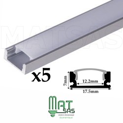 Profilé aluminium 5 Mètres ( 5 x 1 mètre ) avec diffuseur opaque