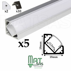Profilé aluminium pour Angle 5 mètres (5 x 1 mètre)